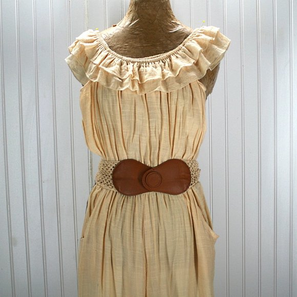 Toxik Pants - TOXIK Ruffled Sleeveless Creme Jumpsuit Medium